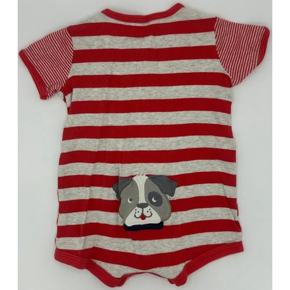 Carter's Puppy Romper Size 6 Months Stripe Red Dog (887)
